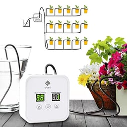 [Upgraded Pump] sPlant Big Power Automatic Drip Irrigation Kit for 15 Potted Plants, Indoor Plants Self Watering System with 30 Day Interval Programmable Timer, Watering on Working Days image