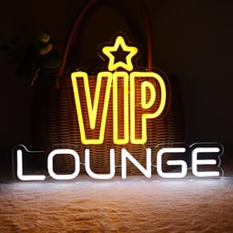 JFLLamp VIP Lounge Neon Signs for Wall Decor Neon Lights for Bedroom Led Business Signs Suitable for Night Club Bar Hotels Nail Salon Massage 5V Power Adapter, 16.2 * 11.4 Inch(Yellow+White) image