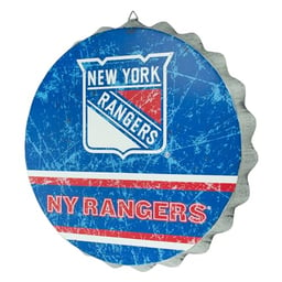 New York Rangers 13” Jumbo Metal Distressed Bottle Cap Wall Sign – Limited Edition FOCO New York Rangers Sign – Represent the NHL and Show Your Team Spirit with Officially Licensed New York Rangers image