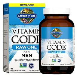 Garden of Life Multivitamin for Men, Vitamin Code Raw One - Once Daily, Vitamins Plus Fruit, Veggies & Probiotics, 75 Count image