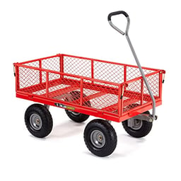 Gorilla Carts 800 Pound Capacity Heavy Duty Steel Mesh Versatile Utility Wagon Cart with Easy Grip Handle for Outdoor Hauling, Red image