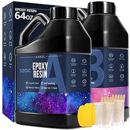 Epoxy Resin 64OZ - Crystal Clear Epoxy Resin Kit - No Yellowing No Bubble Art Resin Casting Resin for Art Crafts, Jewelry Making, Wood & Resin Molds(32OZ x 2) image