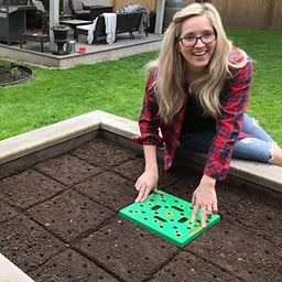 Seeding Square - Seed Spacer Tool for Maximum Harvest, Organized Plants & Less Weeds - Square Foot Garden Includes Color Coded Templates, Magnetic Dibber, Ruler, Spoon & Planting Guide image