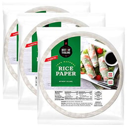 Best of Thailand [Round] White Rice Paper Wraps 3 Pack | Perfect for Fresh Spring Rolls & Dumplings | Non-GMO, Gluten-Free, Vegan & Paleo | Kosher for Passover Kitniyot image