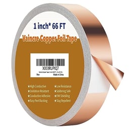 Vaincre Copper Tape (1inch X 66 FT), Copper Foil Tape for Stained Glass, Copper Tape for Slugs Conductive Adhesive, Copper Flashing Conductive Tape for Guitar, EMI Shielding image