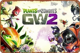 Plants vs. Zombies Garden Warfare 2 Metal Tin Sign Garage Sign Wall Decoration Old Car Shop Game Poster Oil Station Sign 8 × 12 inches image