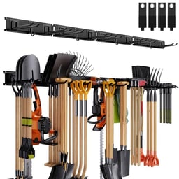 Gatsowm Garage Tool Organizer Wall Mounted, 64 Inches Adjustable Garden Tool Organizer Rack, 20 Pcs Heavy Duty Yard Tool Organizer Hold Up to 900lbs image