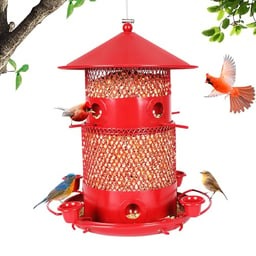 Bird Feeder, Squirrel Proof Bird Feeder for Bird Lovers, Large Capacity Design, Cardinal Bird Feeder, bird feeders for outdoors (Red, 4.5LB) image