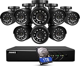 ANNKE 3K Lite Security Camera System Outdoor with AI Human/Vehicle Detection, 8CH H.265+ DVR and 8 x 1920TVL 2MP IP66 Home CCTV Cameras, Smart Playback, Email Alert with Images, 1TB Hard Drive - E200 image