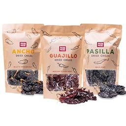 RICO RICO - Dried Chile Peppers 3 Pack Bundle (12 oz Total) - Ancho Chiles, Guajillo Chiles and Pasilla Chiles - The Holy Trinity of Chiles - Great For Mexican Recipes - Packaged In Resealable Bags by RICO RICO image