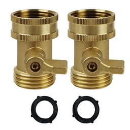 Twinkle Star Water Hose Shut Off Valve, 2 Pack Heavy Duty 3/4 Inch Solid Brass Garden Hose Connector, TWIS3003 image