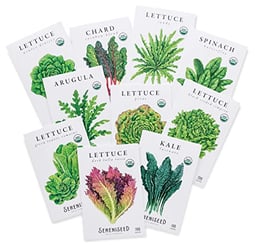 Sereniseed Certified Organic Leafy Greens Lettuce Seeds Collection (10-Pack) – 100% Non GMO, Open Pollinated – Grow Guide image