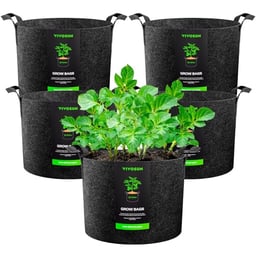 VIVOSUN 5-Pack 25 Gallon Plant Grow Bags, Heavy Duty Thickened Nonwoven Fabric Pots with Handles image