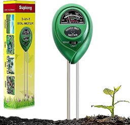 Suplong 3-in-1 Soil Moisture Meter, Upgraded Stainless Steel Probe Soil pH/Light/Moisture Meter for Plants, Soil Tester for Garden, Farm, Lawn, Indoor & Outdoor (No Battery Needed)(Green) image