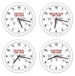 4 Time Zones Wall Clocks - White World Globe Home Decor image