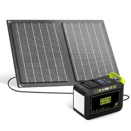 MARBERO Camping Solar Generator 88Wh Portable Power Station 120W Peak Generator with Solar Panel Included 21W, AC, DC, USB QC3.0, LED Flashlight for Outdoor Home Camping Fishing Emergency Backup image