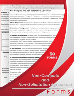 Non-Compete and Non Solicitation Agreement Book: Simple Non-Compete Agreement between individuals. 50 Contracts 2 Pages/Contract. 8.5''x11''. image