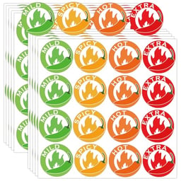 4 Level Spicy Indicator Stickers Red Chili Pepper Labels 1inch Grocery Store Food Warning Spicy Labels Spiciness Indicator Stickers for Food Packaging, Restaurants 320pcs (1 inch) image