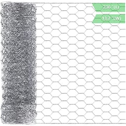 Chicken Wire 13.7 in x 236 in Poultry Wire Netting Hexagonal Galvanized Mesh Garden Fence Barrier for Craft Projects, Pet Rabbit Chicken Fencing image