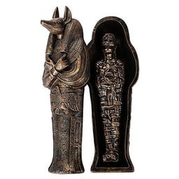 Pacific Giftware Ancient Egyptian Artifact Collectible God of Underworld Anubis Sarcophagus Coffin w/Mummy Insert Figurine 5.5 Inch L image