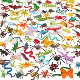 100 Pcs Realistic Mini Bugs Toy, Plastic Insects Figurines For Kid Children Toddler, Fake Play Bug For Insect Themed Garden Party, Halloween Goody Bag Filler, Christmas Stocking Stuffers, Cake Topper image