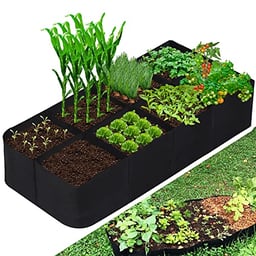 CJGQ Fabric Raised Garden Bed, 128 Gallon 8 Grids Plant Grow Bags, 3x6FT Breathable Planter Raised Beds for Growing Vegetables Potatoes Flowers, Rectangle Planting Container for Outdoor Gardening image