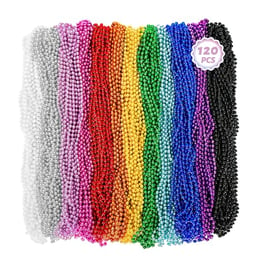 Huskein Bead Necklace, 120PCS Mardi Gras Beads, 33" Colorful Mardi Gras Beads Necklaces, Women Men Party Costume Accessories Parade Throws Bulk Party Favors for Christmas Pirate Carnival image